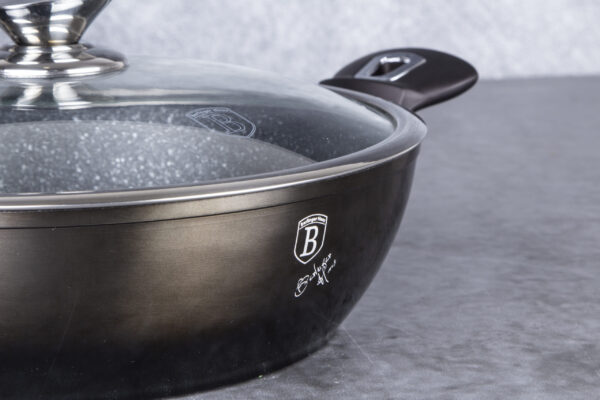 Wok keptuvė su dangčiu, 30 cm, "Metallic Line Shiny Black Edition-Berlinger Haus-BH-7115-26